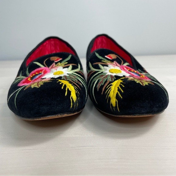 BERK Burlington Arcade London Black Velvet Floral Embroidered Loafer Shoe - Picture 6 of 11